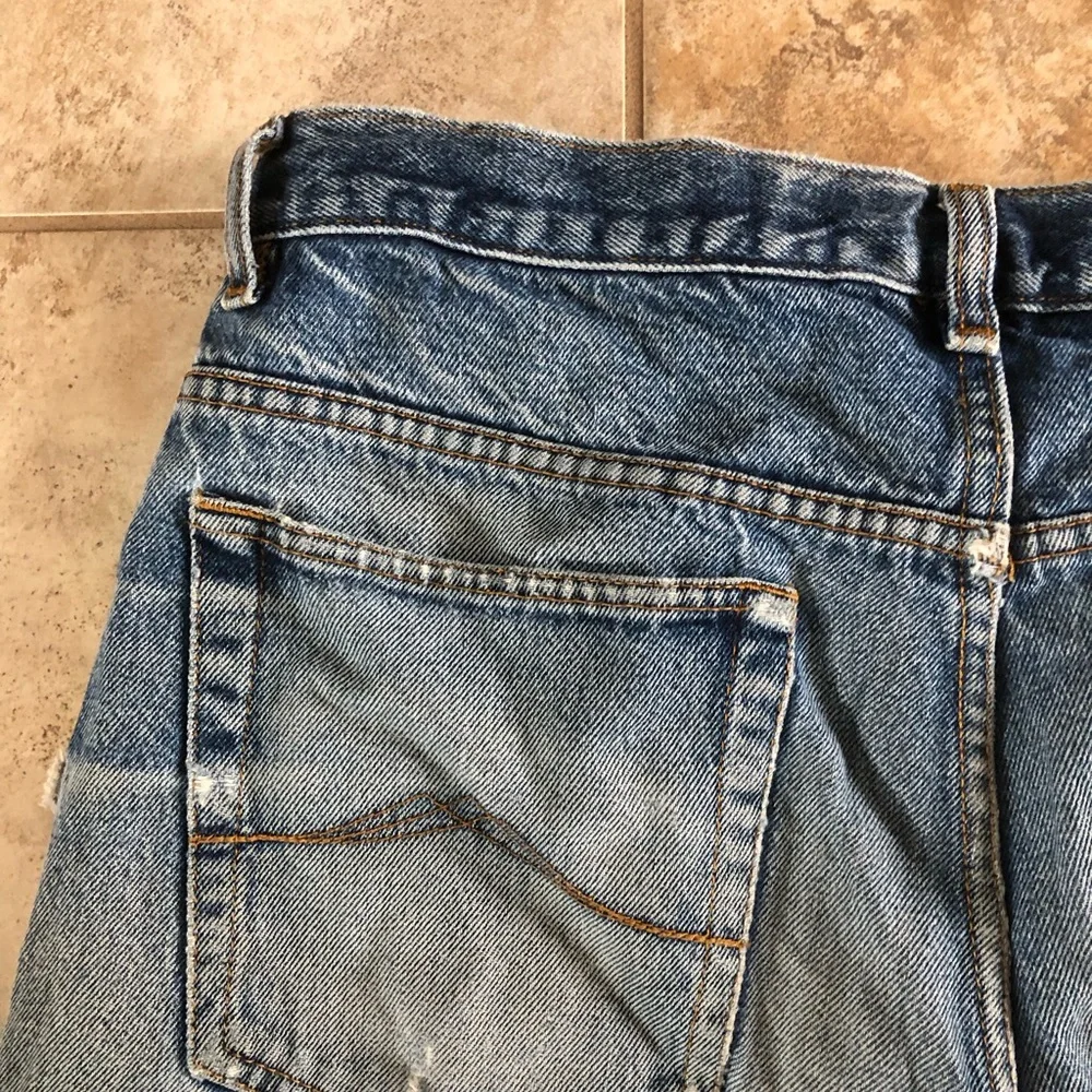 Full Blue Registered Vintage Straight Leg Distressed Jeans Retro High Rise - Picture 14 of 16